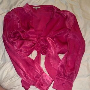 Cropped front tie blouse